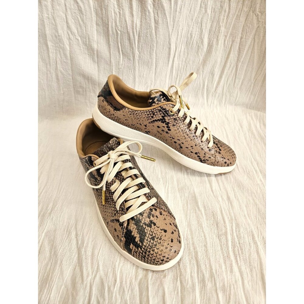 Cole Haan Grand OS Shoes Womens Size 7 B Leather Lace Up Snakeskin W20174 NICE!